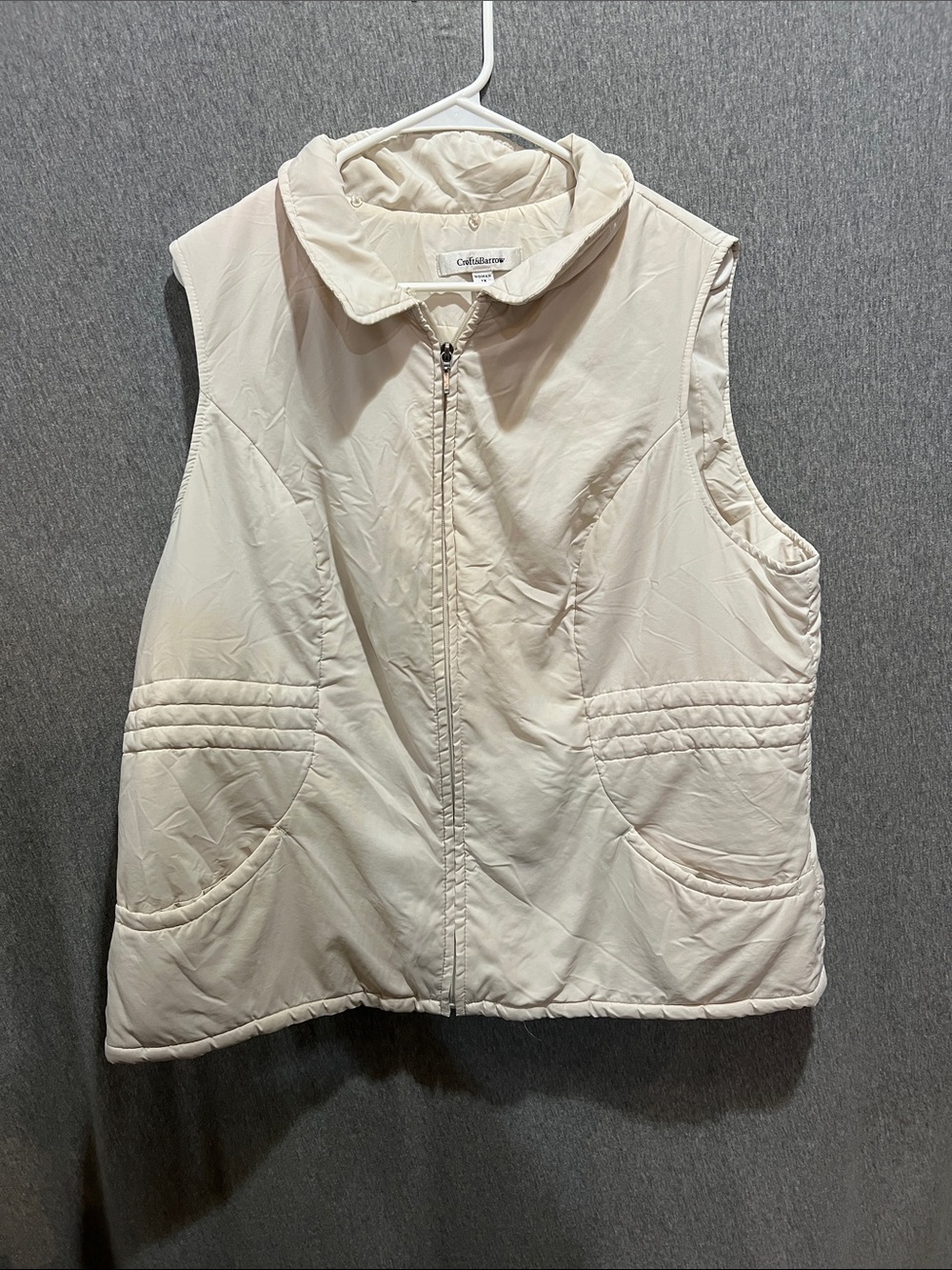 croft & barrow Cream Quilted Sleeveless Zip Vest
